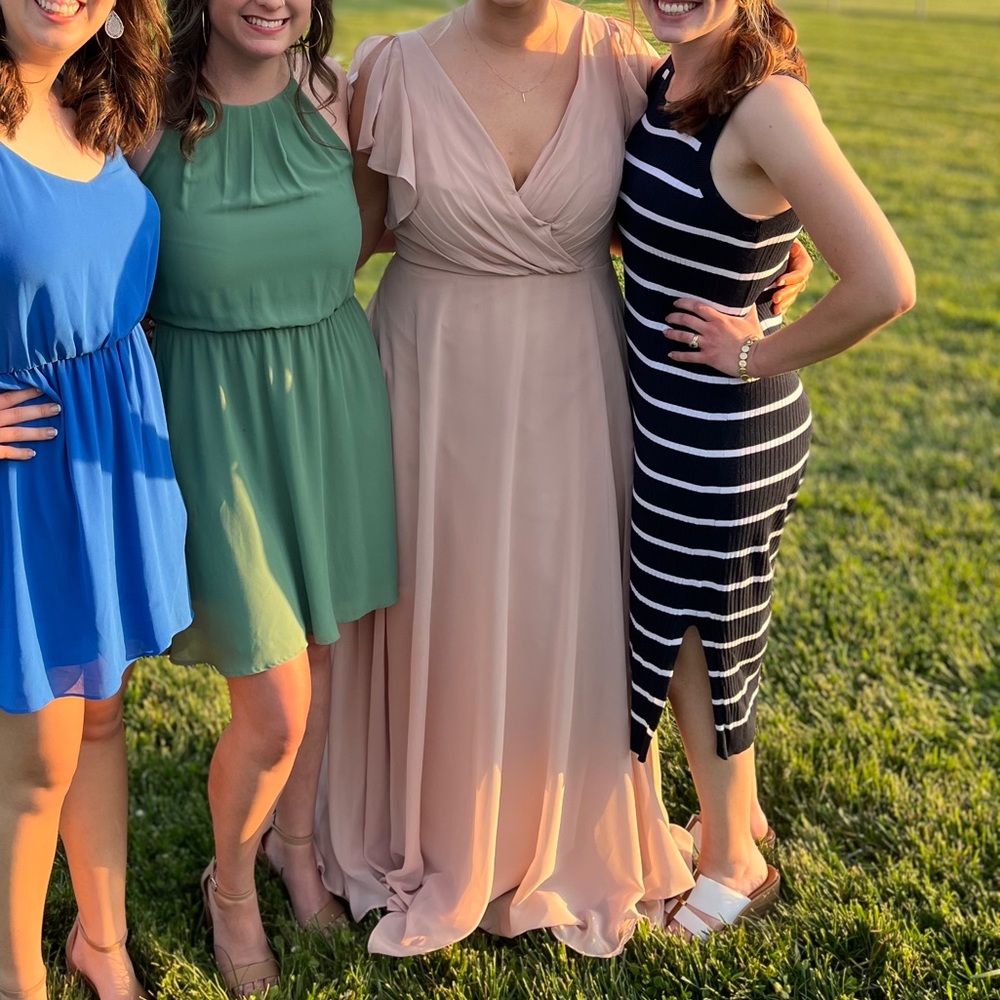 David’s bridal flutter sleeve bridesmaid dress in sand